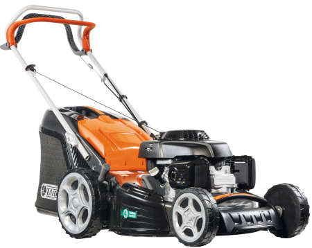 Oleo mac Lawnmower G53THX, 21 inch steel deck, with a honda engine, viewed from the front